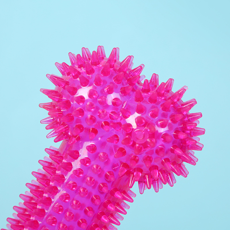 Interactive Squeaky Plush Dog Toy - ペット用噛むおもちゃ 骨型のスパイキーボールTPRプラスチック製 耐噛み性 バウンシーボール ペット用おもちゃ スパイキーボール