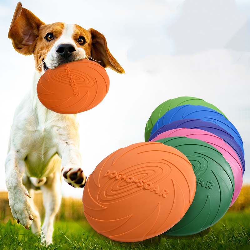 Flying Disc Dog Training Toy - 犬や猫が噛んでも壊れにくい、インタラクティブなシリコン製フライングソーサーおもちゃ。子犬のトレーニングや遊びに最適。