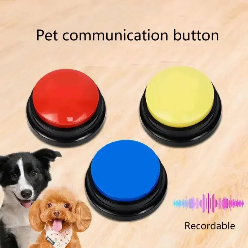Interactive Squeaky Plush Dog Toy - ペットサウンドボックス録音可能なトーキングボタン猫ボイスレコーダーおもちゃ通信トレーニングツールスクイズボックス犬のおもちゃ