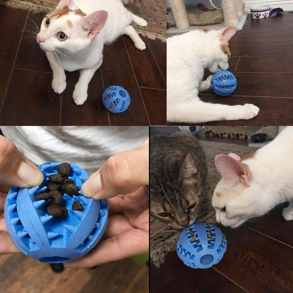 Rubber Treat Dispensing Dog Toy - ゴム製犬用噛み付きボール 多色展開 大型サイズ 犬用フードディスペンシングボール 丸型中空 排出口付き