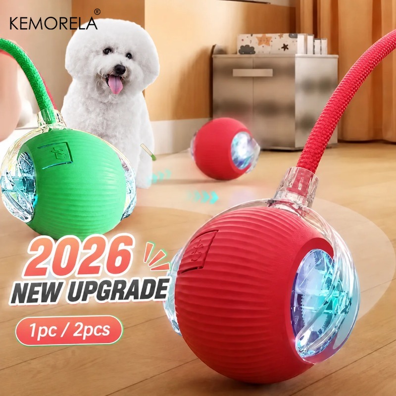 Automatic Moving Dog Ball - 新しい犬用インタラクティブボールおもちゃ 自動回転式充電式スマート子犬用インタラクティブおもちゃ 犬用インテリジェントボールおもちゃ