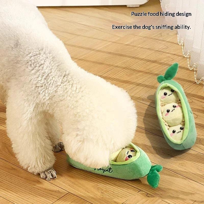 小型犬用豆の実型プラッシュトイ1個、噛みつき防止、音鳴り付き - Interactive Squeaky Plush Dog Toy のレビューと価格