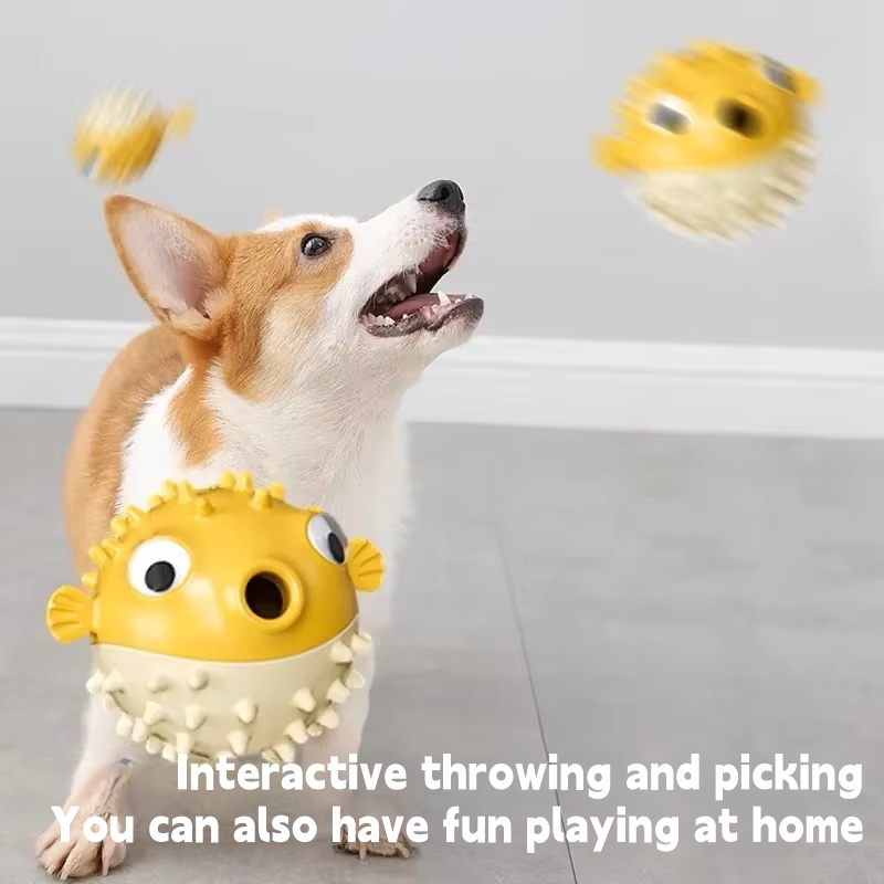 インタラクティブな跳ねる魚型おやつディスペンサー。犬用おもち - Dog Puzzle Feeder Toy のレビューと価格