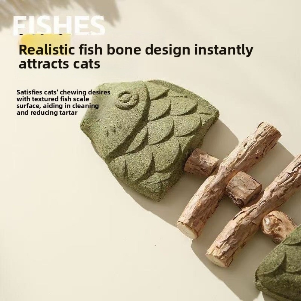 魚の骨の形をした猫用歯磨きおもちゃ。噛みつきに強く、木製で、 - Teeth Cleaning Dog Chew Bone のレビューと価格