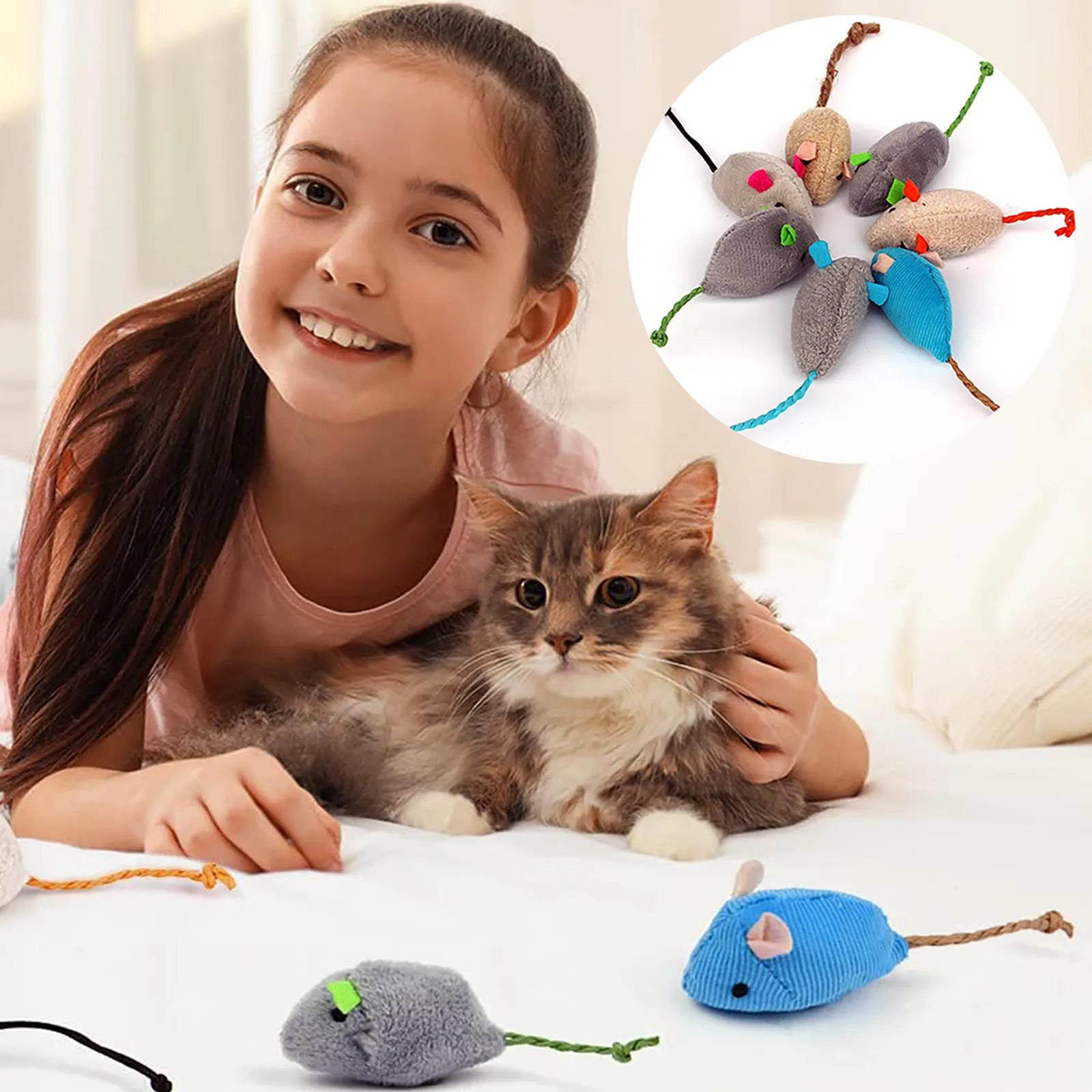 持ち運び可能な、柔らかい素材で作られた、猫が喜ぶインタラクテ - Catnip Interactive Plush Mouse のレビューと価格