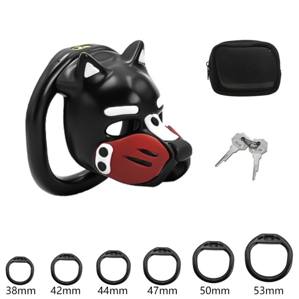 新しい犬の頭型貞操帯、カラフルなマスクと6つのペニスリング付 - Dog Toys のレビューと価格