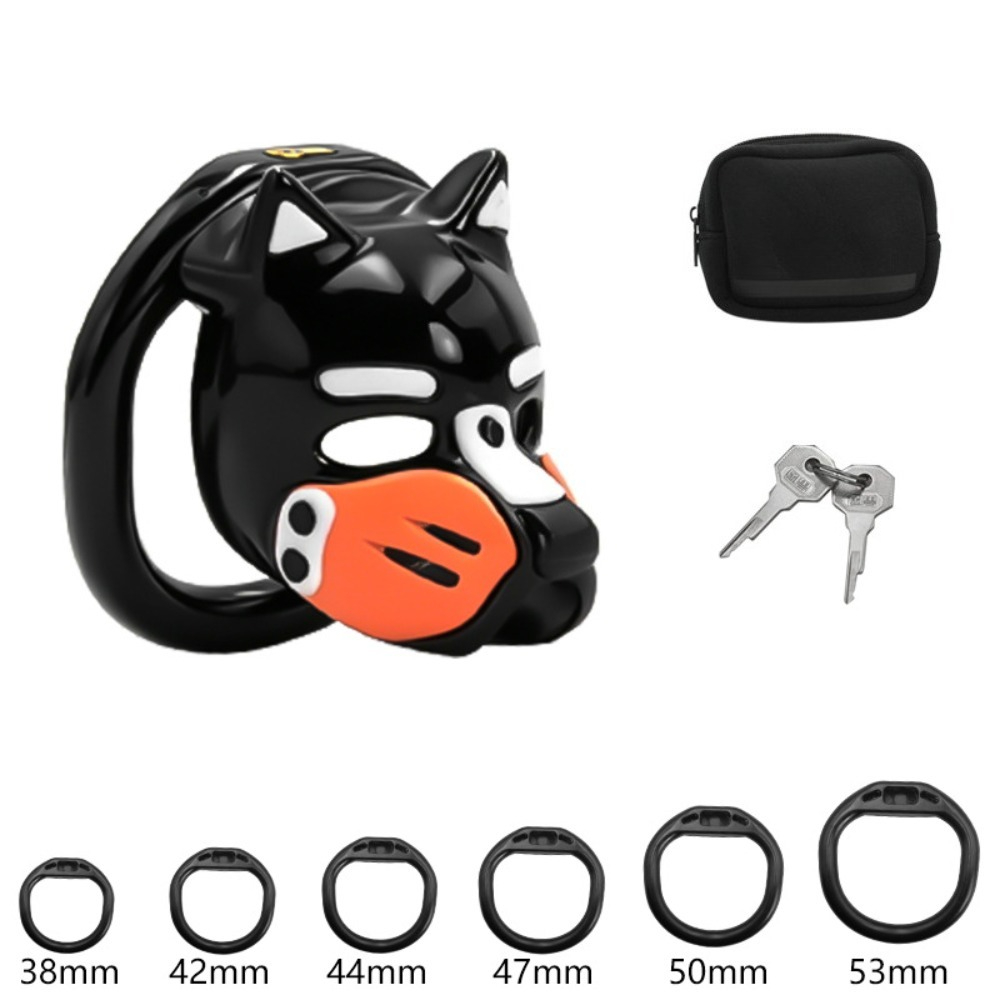 新しい犬の頭型貞操帯、カラフルなマスクと6つのペニスリング付 - Dog Toys のレビューと価格
