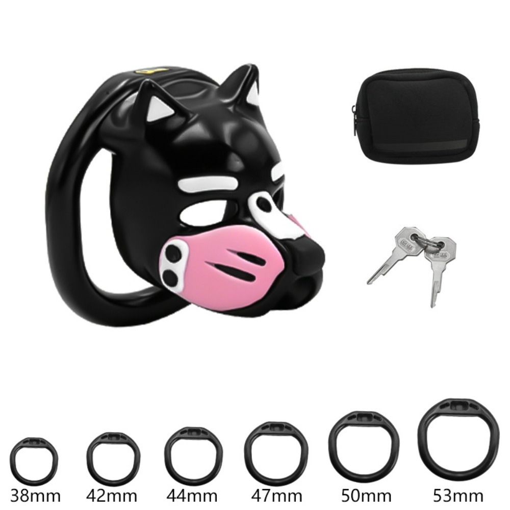 新しい犬の頭型貞操帯、カラフルなマスクと6つのペニスリング付 - Dog Toys のレビューと価格
