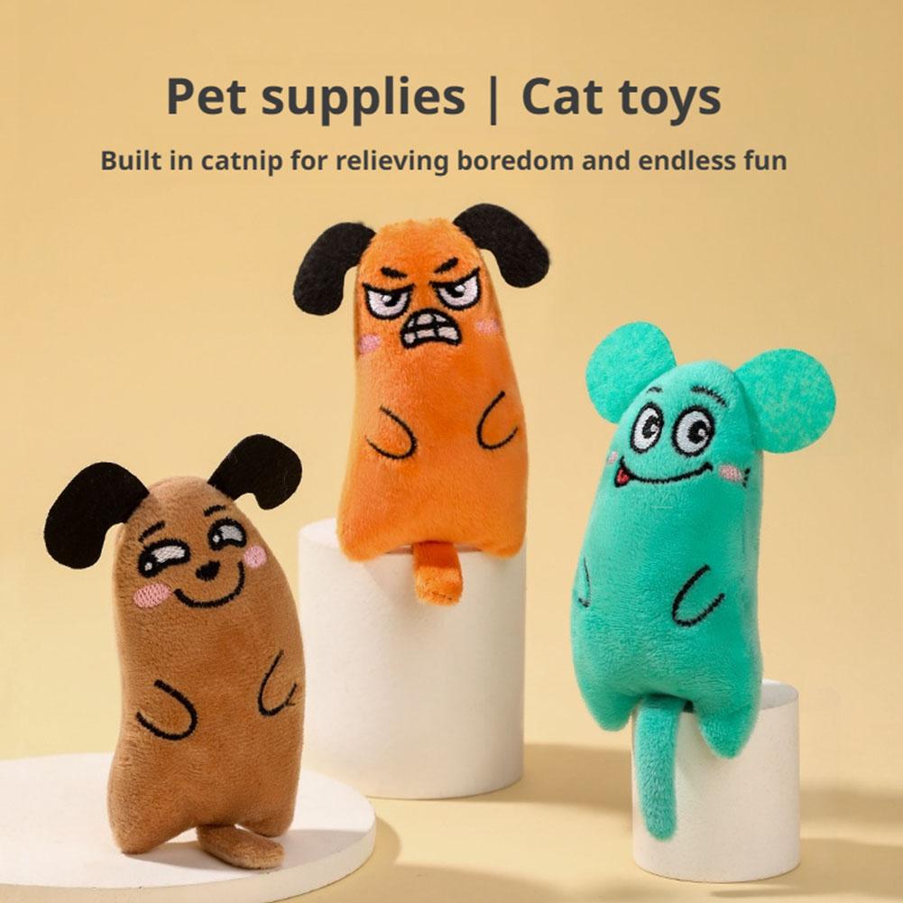 漫画風表情の猫のおもちゃ、ぬいぐるみペット用品、内蔵キャット - Catnip Interactive Plush Mouse のレビューと価格