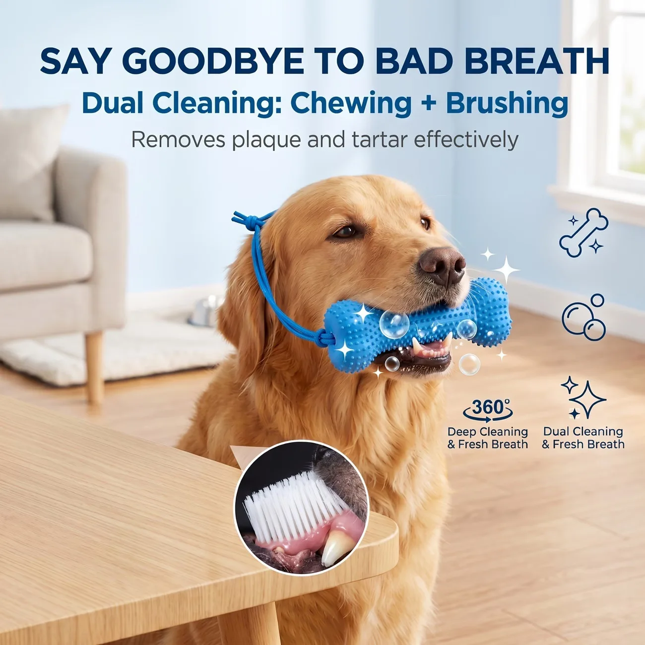 再利用可能な犬用噛み玩具、ゴム製の骨型、二重機能で歯のクリー - Teeth Cleaning Dog Chew Bone のレビューと価格