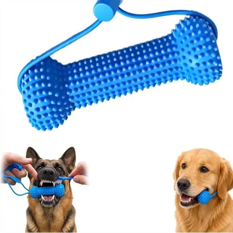 再利用可能な犬用噛み玩具、ゴム製の骨型、二重機能で歯のクリー - Teeth Cleaning Dog Chew Bone のレビューと価格