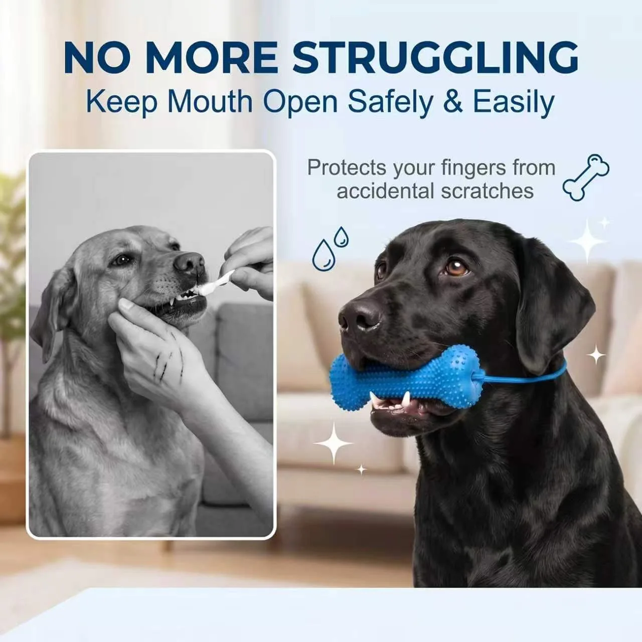 再利用可能な犬用噛み玩具、ゴム製の骨型、二重機能で歯のクリー - Teeth Cleaning Dog Chew Bone のレビューと価格