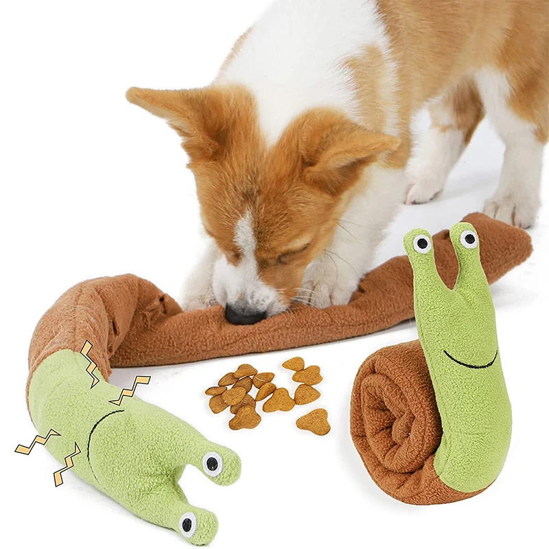 きしむ音がするカタツムリの形をした、犬用ぬいぐるみおもちゃ。 - Dog Puzzle Feeder Toy のレビューと価格