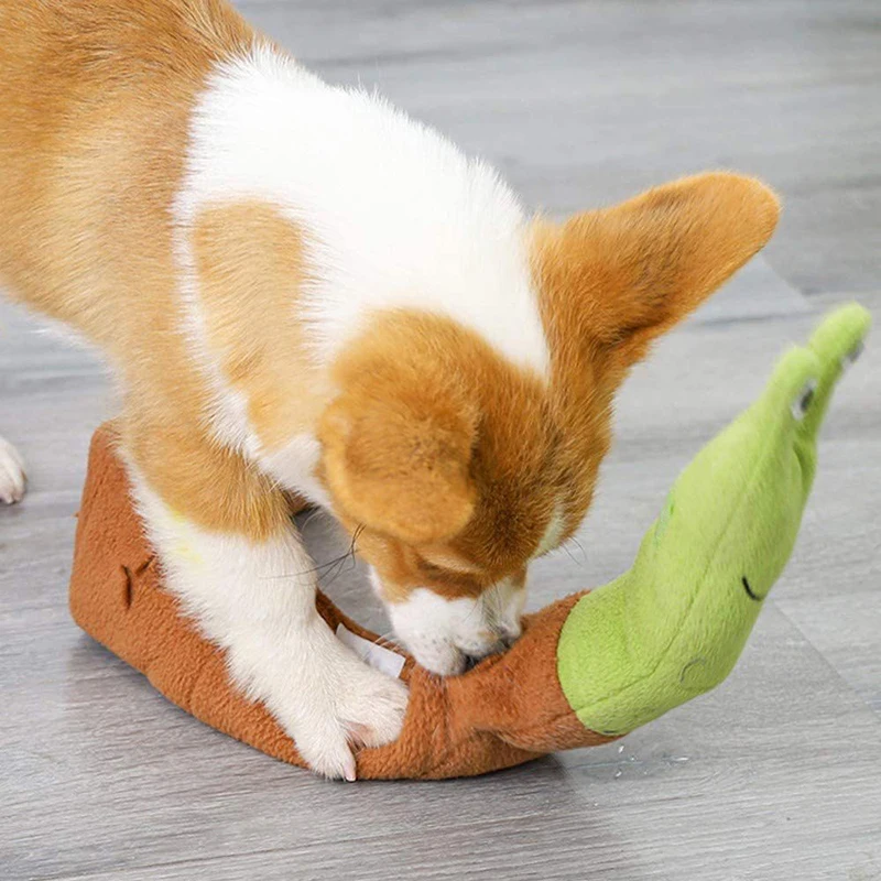 きしむ音がするカタツムリの形をした、犬用ぬいぐるみおもちゃ。 - Dog Puzzle Feeder Toy のレビューと価格