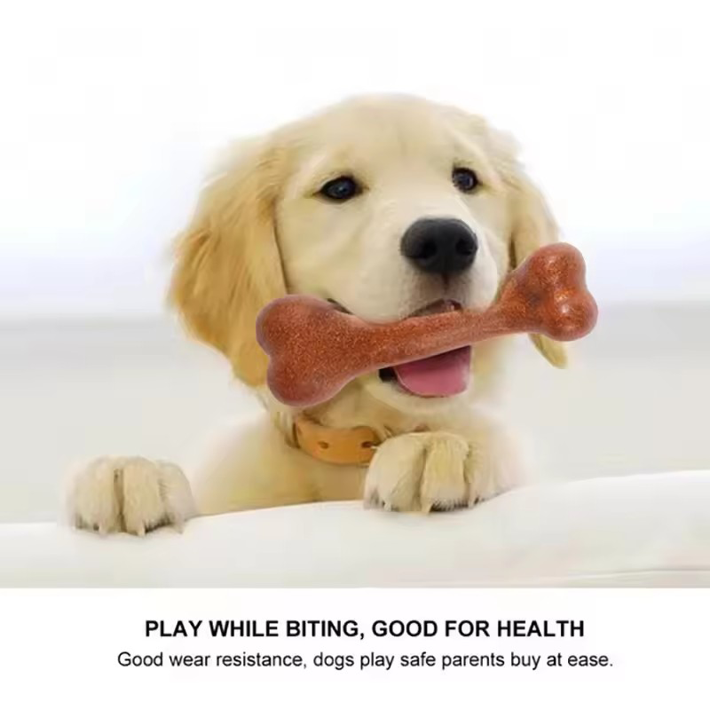 牛肉風味の犬用噛み玩具。骨の形を模した、噛みつきに強いペット - Teeth Cleaning Dog Chew Bone のレビューと価格
