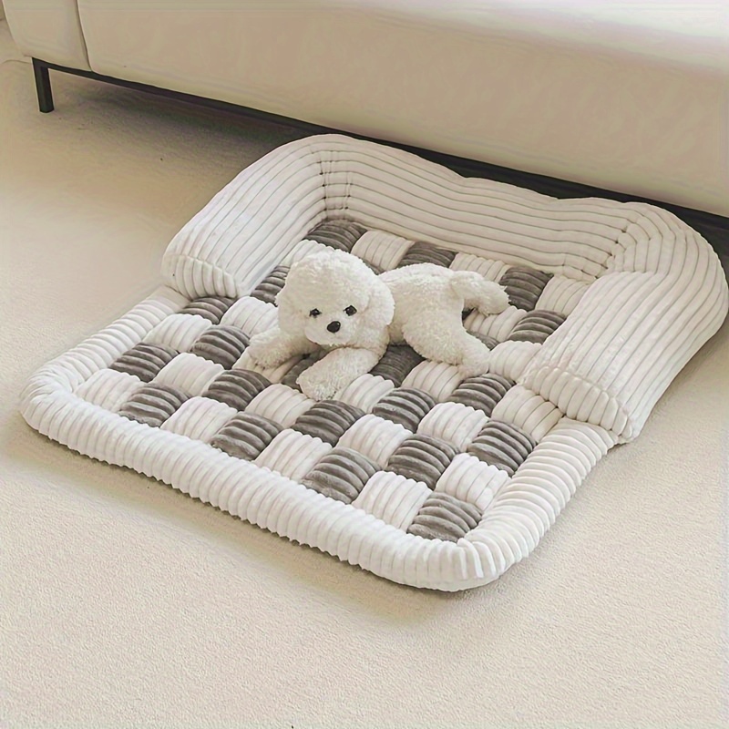 格子柄ペットベッドマット、冬用超ソフトフリース保温パッド、滑 - Pet Beds のレビューと価格