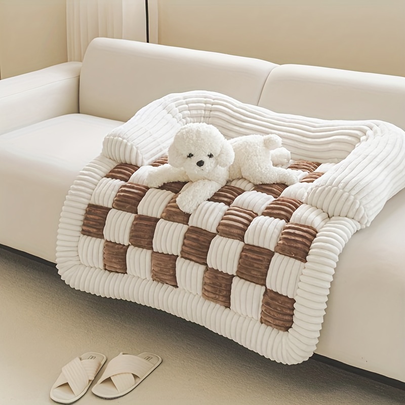 格子柄ペットベッドマット、冬用超ソフトフリース保温パッド、滑 - Pet Beds のレビューと価格