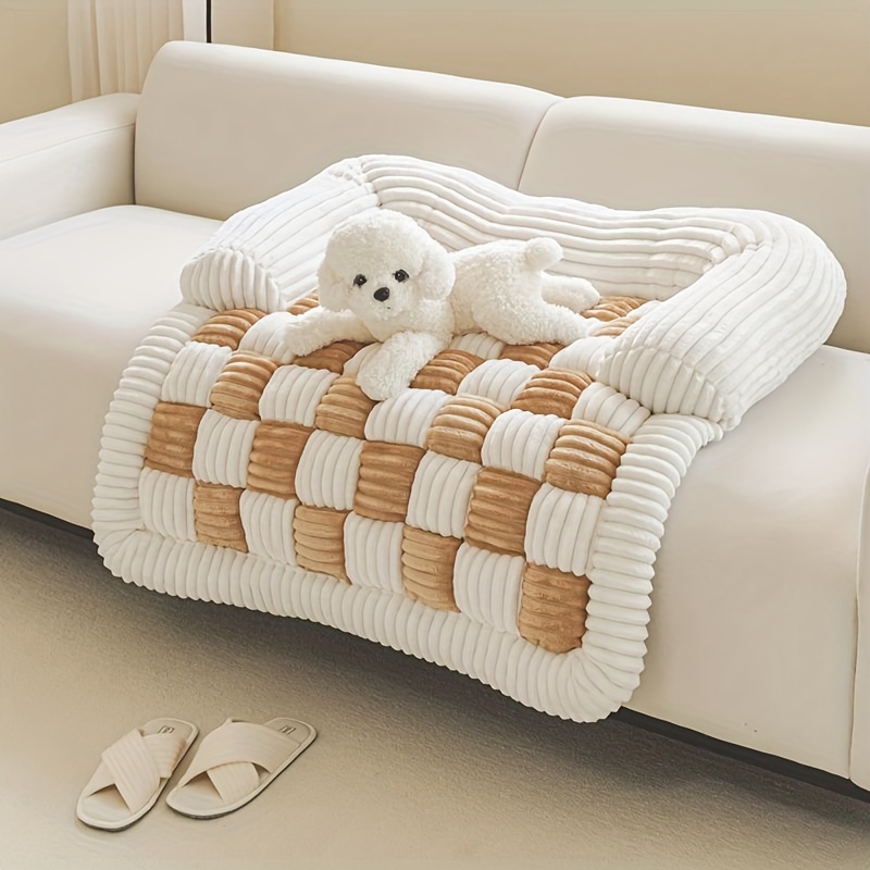 格子柄ペットベッドマット、冬用超ソフトフリース保温パッド、滑 - Pet Beds のレビューと価格