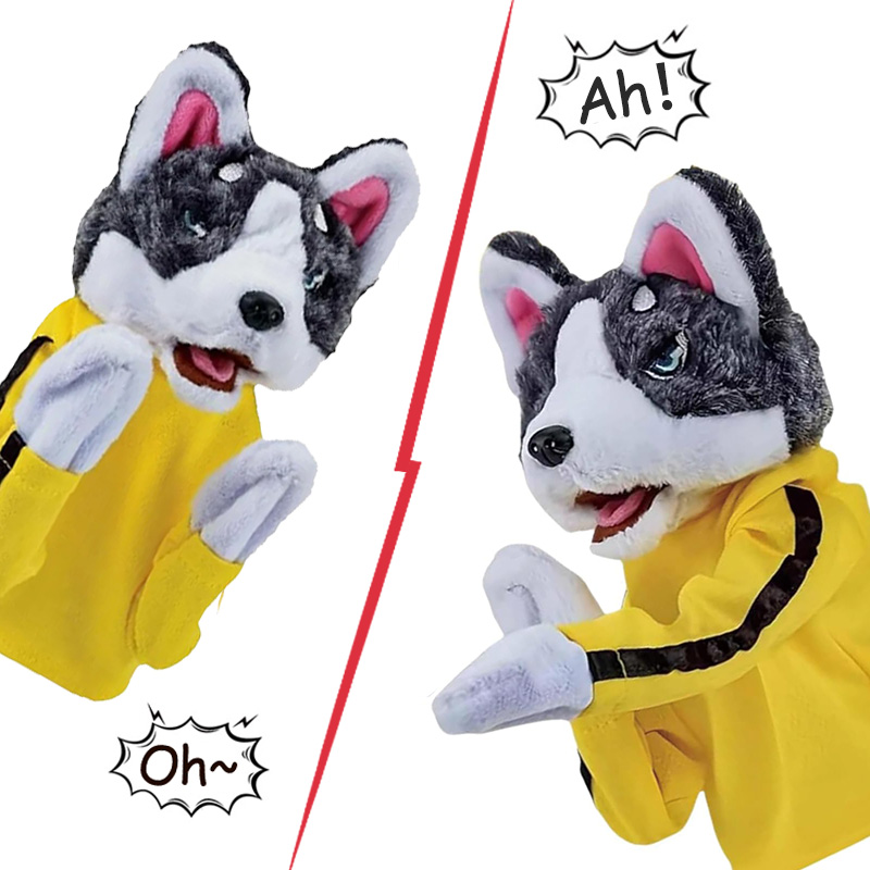 子供カンフーハスキー手袋おもちゃ戦闘犬ボクシングハンドパペッ - Interactive Squeaky Plush Dog Toy のレビューと価格